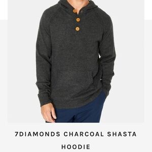 7 Diamonds Navy Blue Hoodie with Wooden Buttons